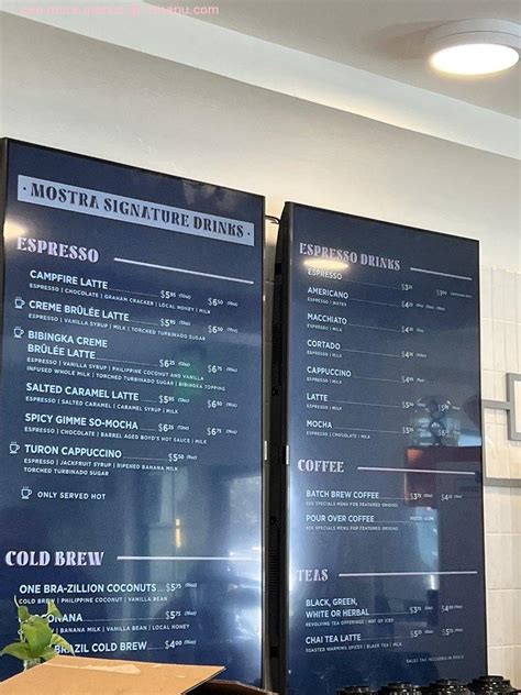 mostra coffee menu