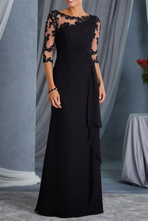 Long Mother Of The Bride Dresses Sleeveless Lace Pleated Chiffon Prom