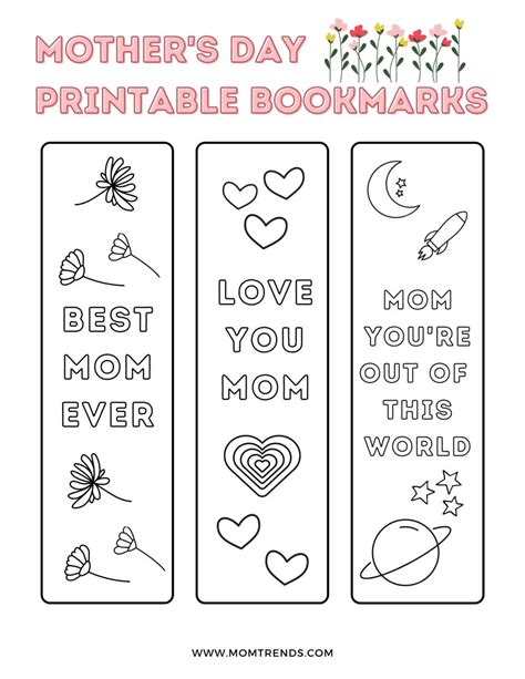 mother's day bookmark template