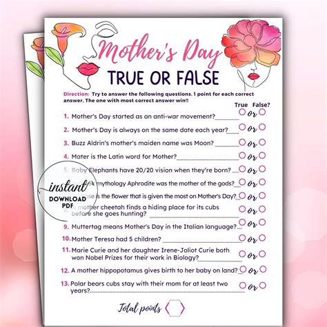 mother's day quiz questions