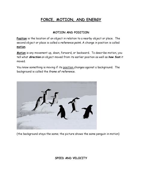 Motion And Energy Notes