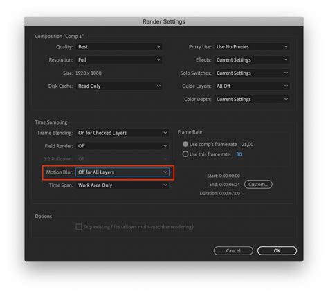 motion blur settings after effects
