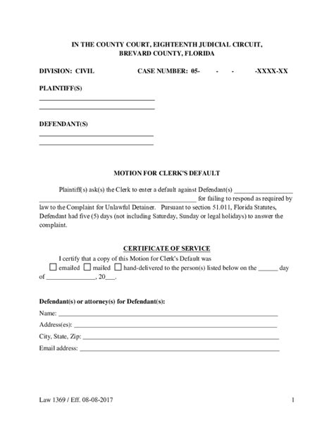 Motion For Default By Clerk