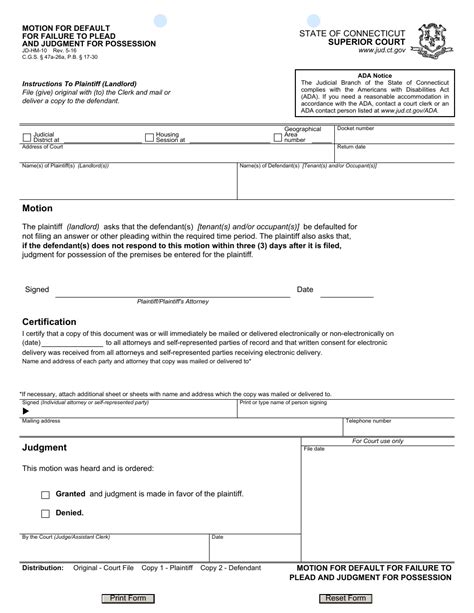 Motion For Default Judgment Connecticut