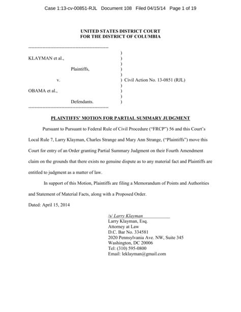 motion for partial summary judgment example
