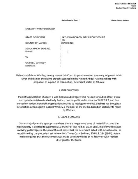Motion For Summary Judgment Language