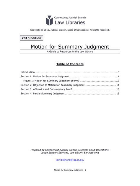 Motion For Summary Judgment Table Of Contents