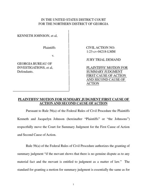 Motion For Summary Judgment Will Contest