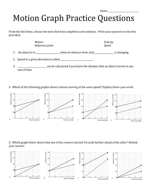 Motion Graphs Grade 10
