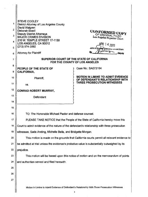 Motion In Limine Evidence Code 352