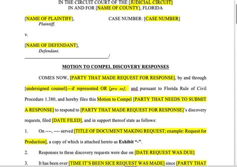 Motion To Compel Florida