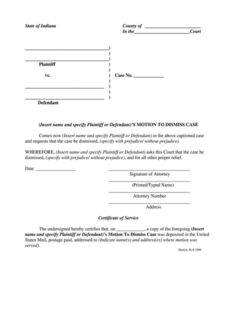 Motion To Dimiss Example Printable Form