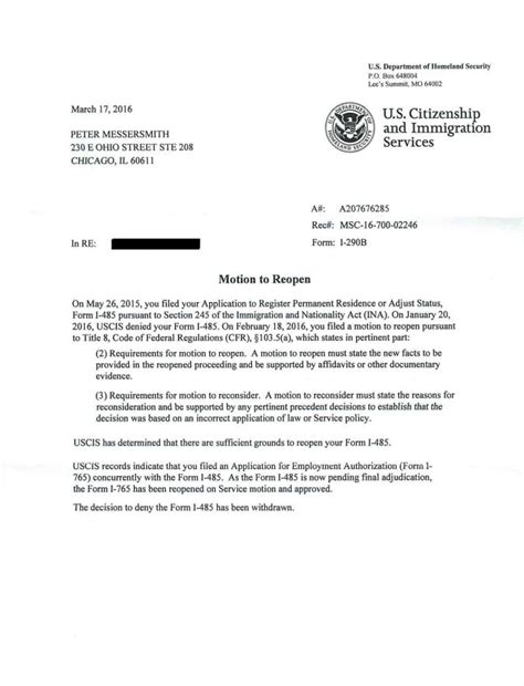 motion to reopen sample letter uscis