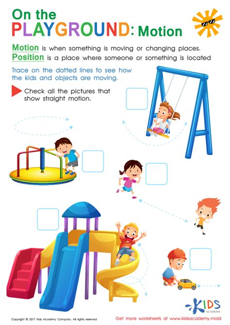 motion worksheet for kindergarten