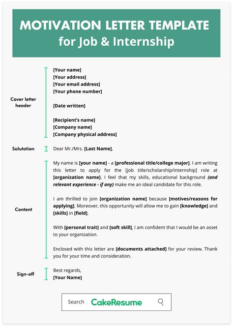 motivation letter example for work