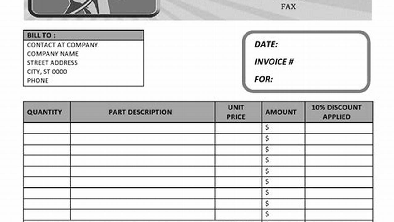 Motor Mechanic Invoice Template