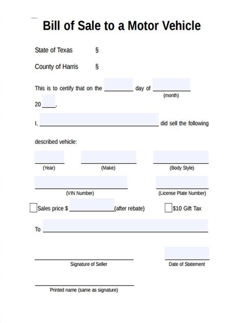 Free Motor Vehicle (DMV) Bill of Sale Form Word PDF eForms