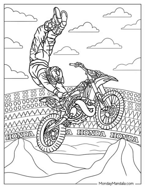 Motorcycle Trick Coloring Page