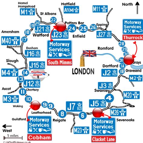 motorway services m25 map