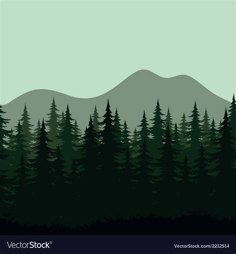 Wall Mural Seamless mountain landscape, forest silhouettes PIXERS.US