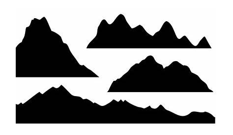 Mountain Range Silhouette Clip Art | Three B& W Mountain Peaks clip art