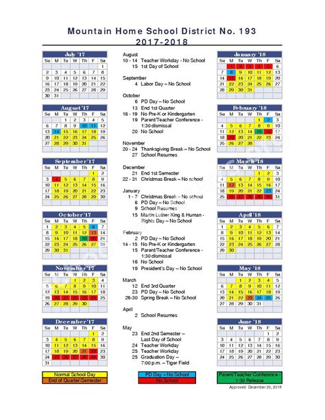 mountain home id school calendar