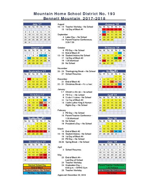 mountain home school district calendar