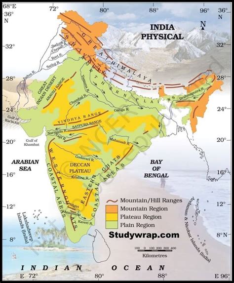 mountain ranges in india map class 9