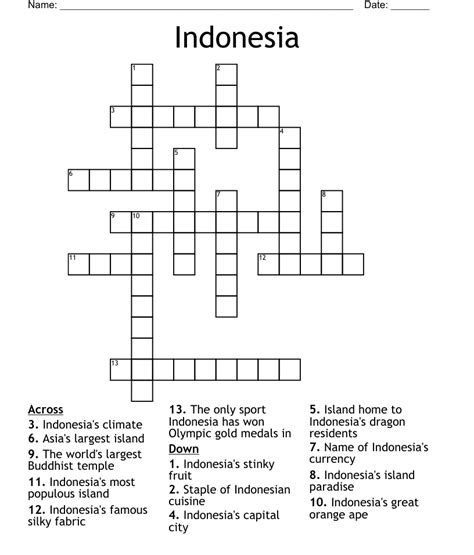 mountainous island in indonesia crossword