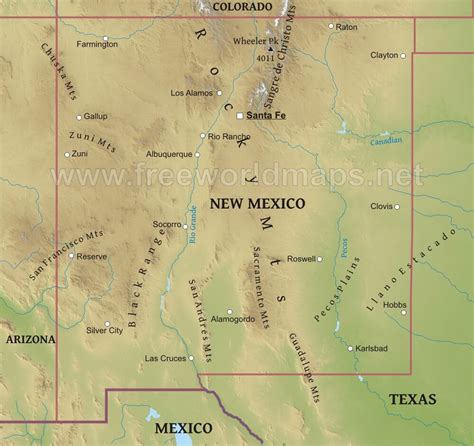 mountains in new mexico map