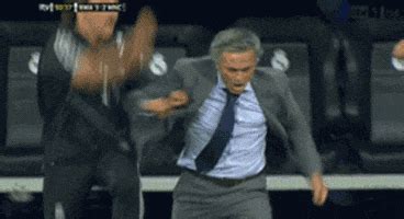 mourinho running down touchline gif