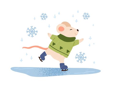Mouse Ice Skating Illustration