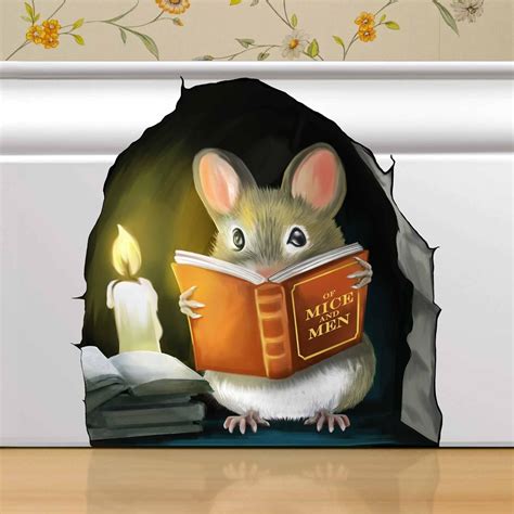 Mouse Reading A Book Sticker
