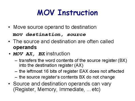 Mov Assembly Direction