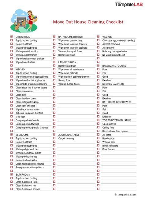 move out cleaning checklist template
