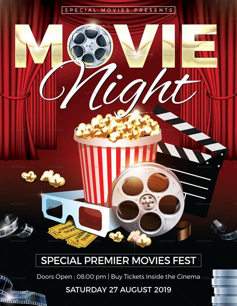 Movie Night Flyer Template 25+ Free JPG, PSD Format Download Free