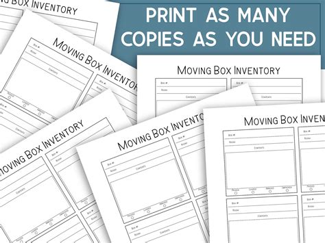 Moving Box Inventory Printable