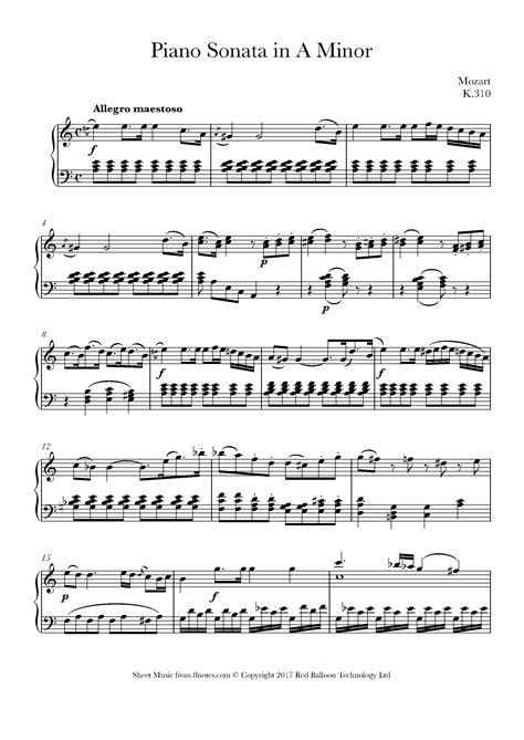 mozart piano sonata in a minor k 310