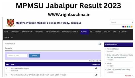 Mpmsu Jabalpur Result MPMSU 2020 (Published) MPMSU B.Sc, M.Sc