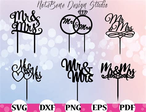 Mr & Mrs Cake Topper Svg