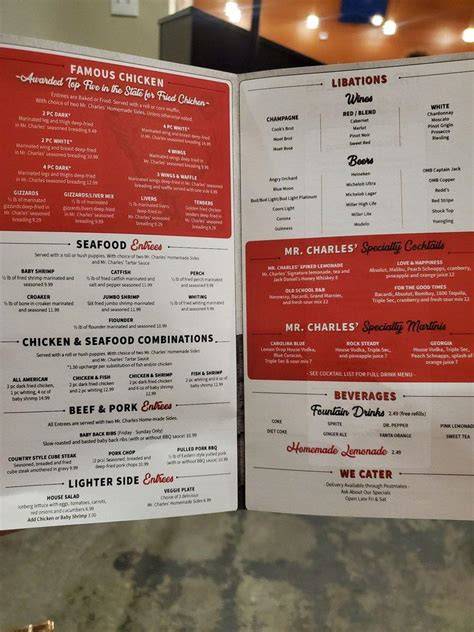Online Menu of Mr. Charles Chicken & Fish Restaurant, Charlotte, North