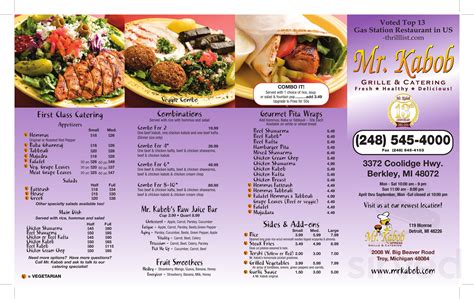 Mr Kabobs Menu