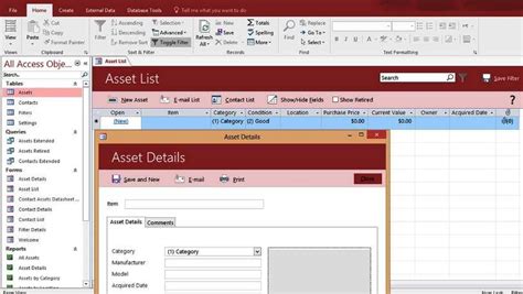 ms access asset tracking template