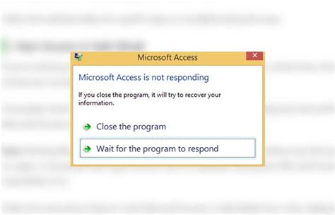 Ms Access Not Responding Windows 10