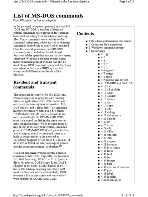 ms commands list
