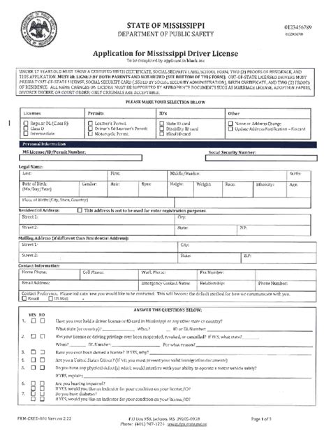 Ms Drivers License Application Printable