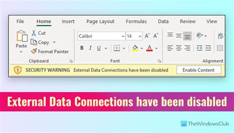 Ms Excel Security Warning External Data Connections Have Been Disabled