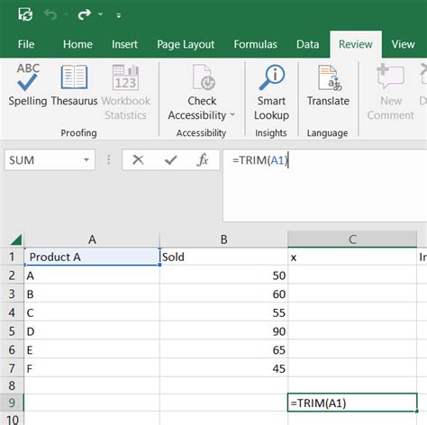 Ms Excel Trim Function Not Working