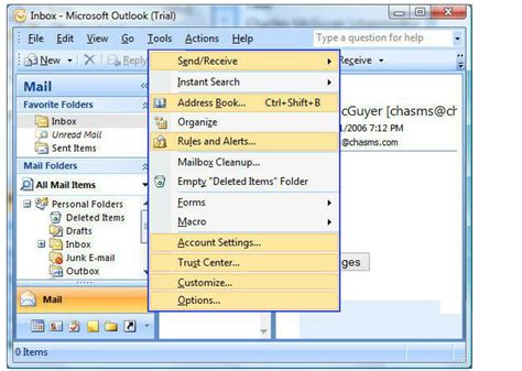 ms office outlook 2007 configuration