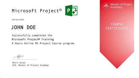 ms project certification cost